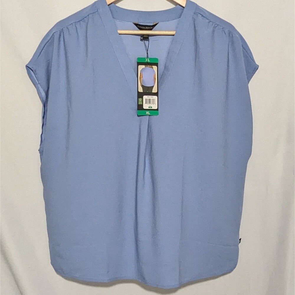 Banana Republic Sleeveless Blouse Women XL V Neck Draped Boxy Workwear Top NWT